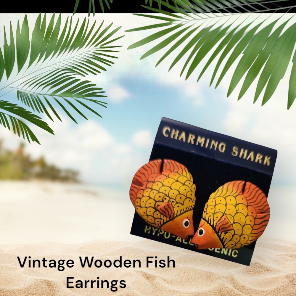 Whimsical Orange and Yellow Fish Earrings with Artistic Detailing